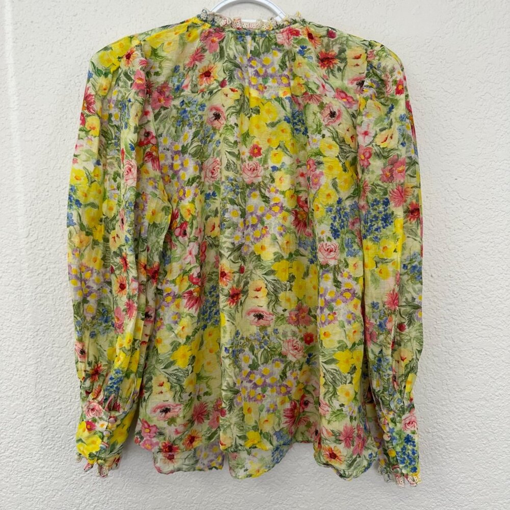 LoveShackFancy Lumiere Top Cotton Silk Bright Yellow Floral Size XS Coquette - Picture 2 of 12